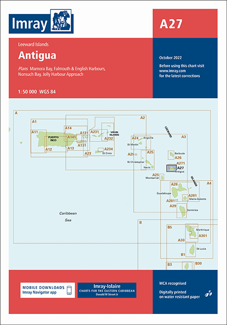 Carte marine A27 - Antigua | Imray - 1:50 000 carte marine Imray