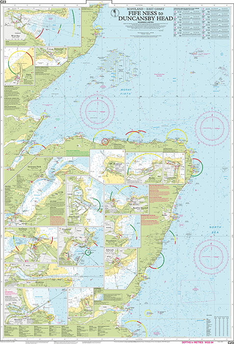 Carte marine C23 - De Fife Ness à Duncansby Head (Écosse) | Imray - 1:250 000 carte marine Imray