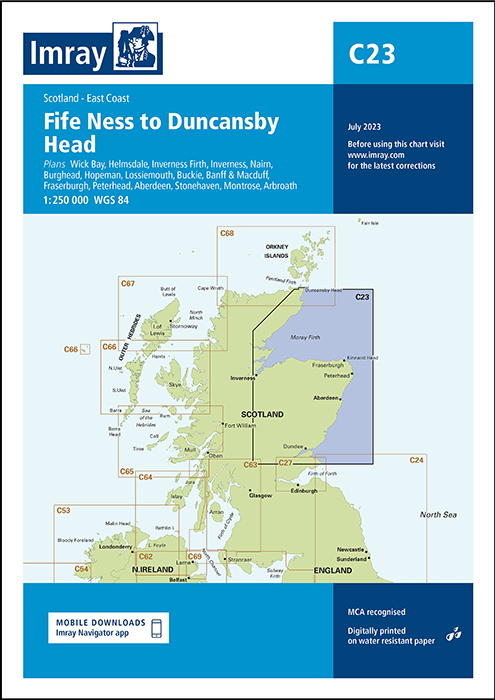 Carte marine C23 - De Fife Ness à Duncansby Head (Écosse) | Imray - 1:250 000 carte marine Imray