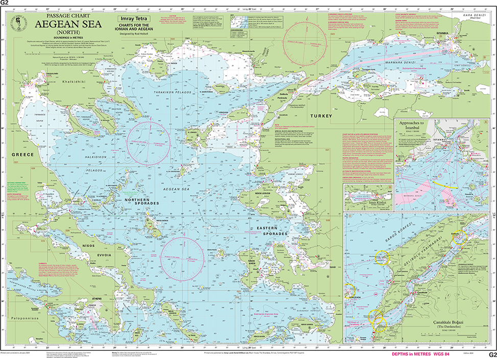 Carte marine G2 - Mer Égée Nord | Imray - 1:750 000 carte marine Imray