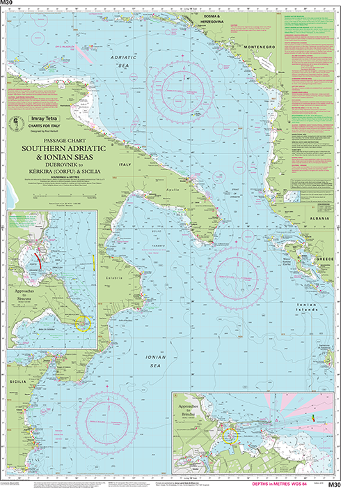 Carte marine M30 - Adriatique sud et mer Ionienne | Imray - 1:850 000 carte marine Imray