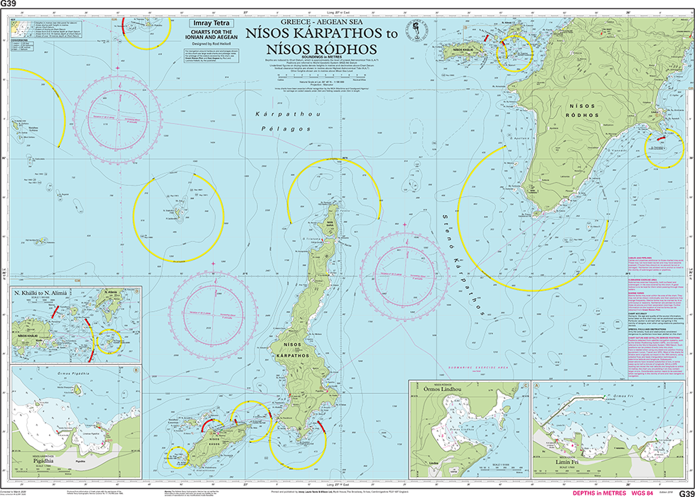 Carte marine G39 - De Karpathos à Rhodes (Dodécanèse) | Imray - 1:190 000 carte marine Imray