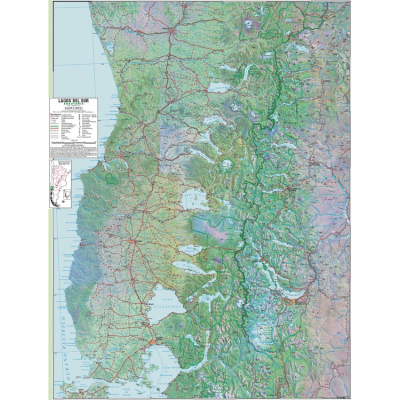 Carte routière - Lagos del Sur et Araucanie | Zagier y Urruty