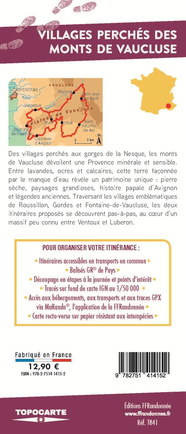 Topocarte - Villages perchés des Monts de Vaucluse | FFRandonnée