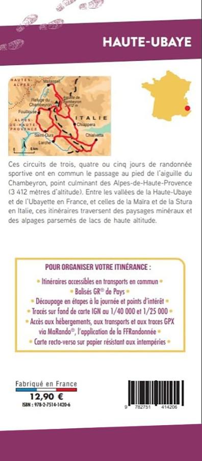 Topocarte - Haute-Ubaye : Autour du Massif du Chambeyron | FFRandonnée