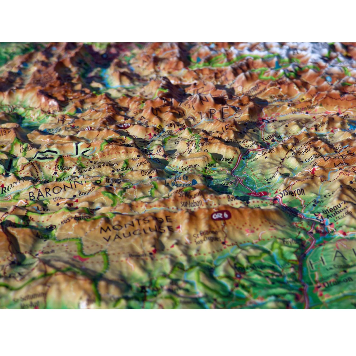 Carte murale en relief - Les Alpes Françaises et ses massifs alpins - 41 cm x 61 cm | 3D Map carte en relief 3D Map