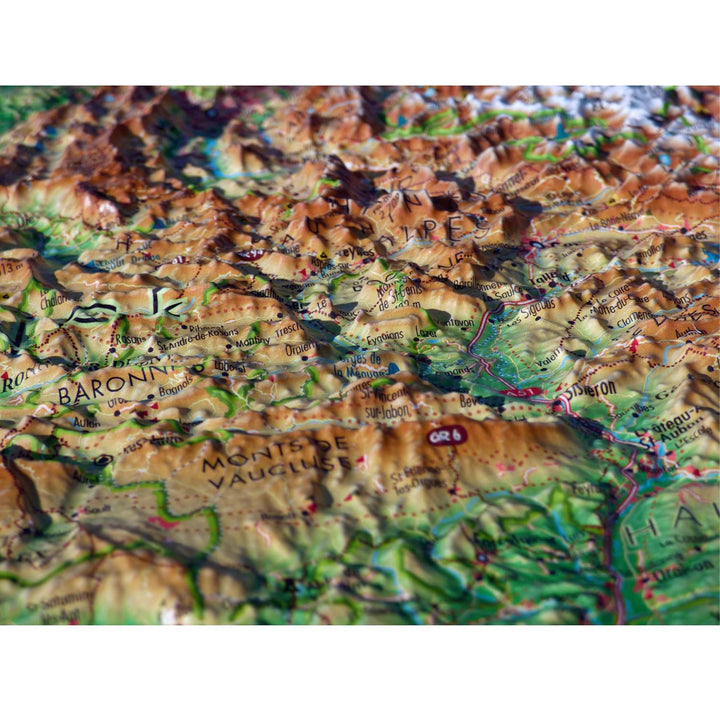 Carte murale en relief - Les Alpes Françaises et ses massifs alpins - 41 cm x 61 cm | 3D Map carte en relief 3D Map