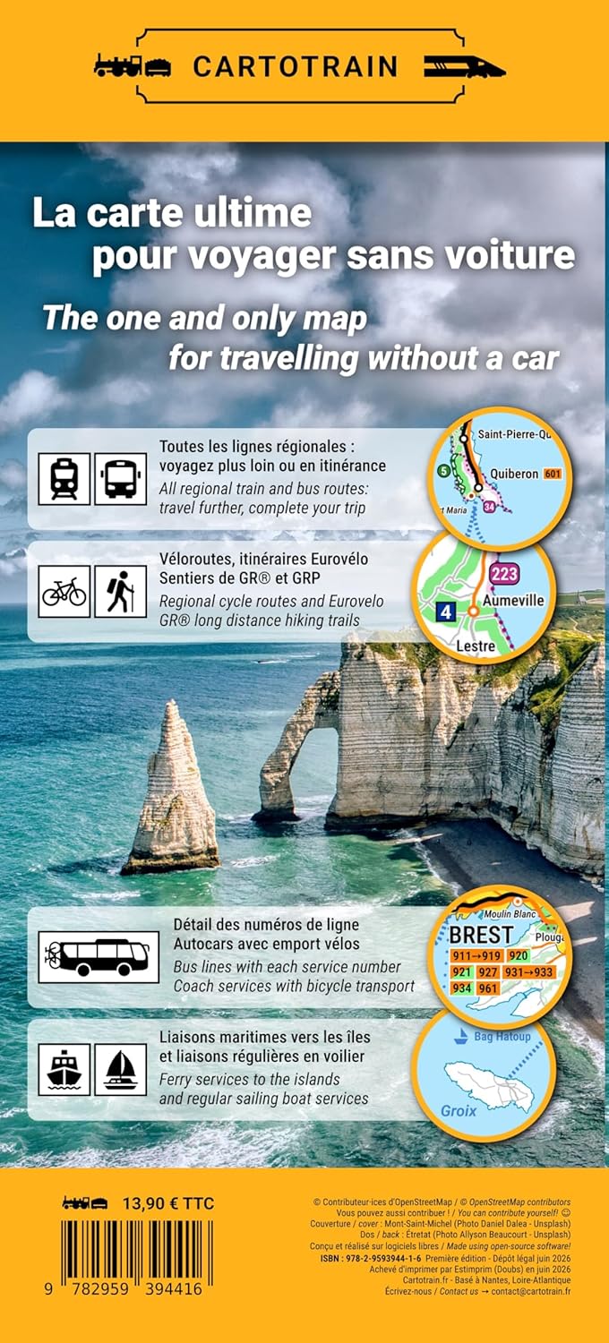 Carte ferroviaire & bus - Grand Ouest : voyager sans voiture | Cartotrain