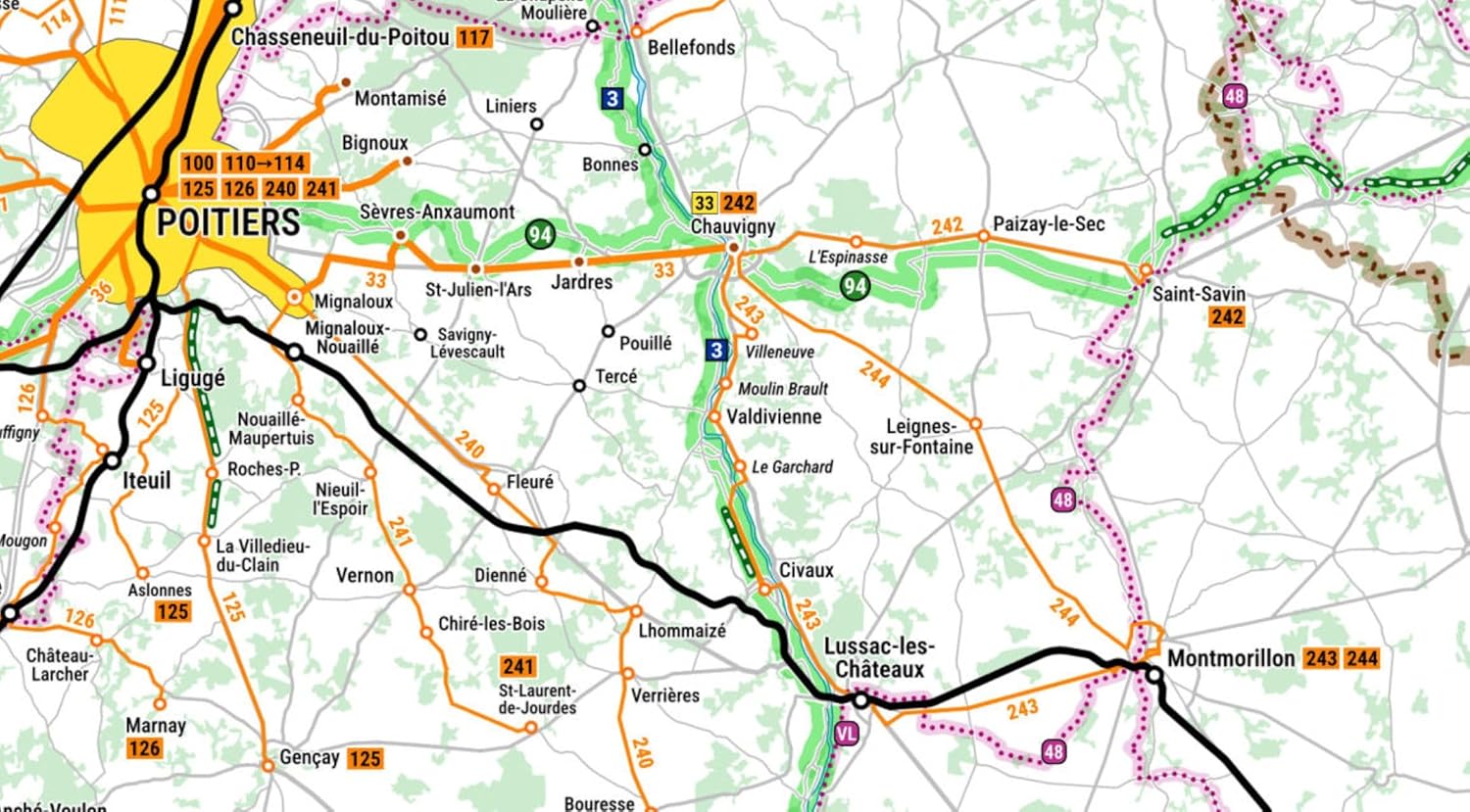 Carte ferroviaire & bus - Grand Ouest : voyager sans voiture | Cartotrain