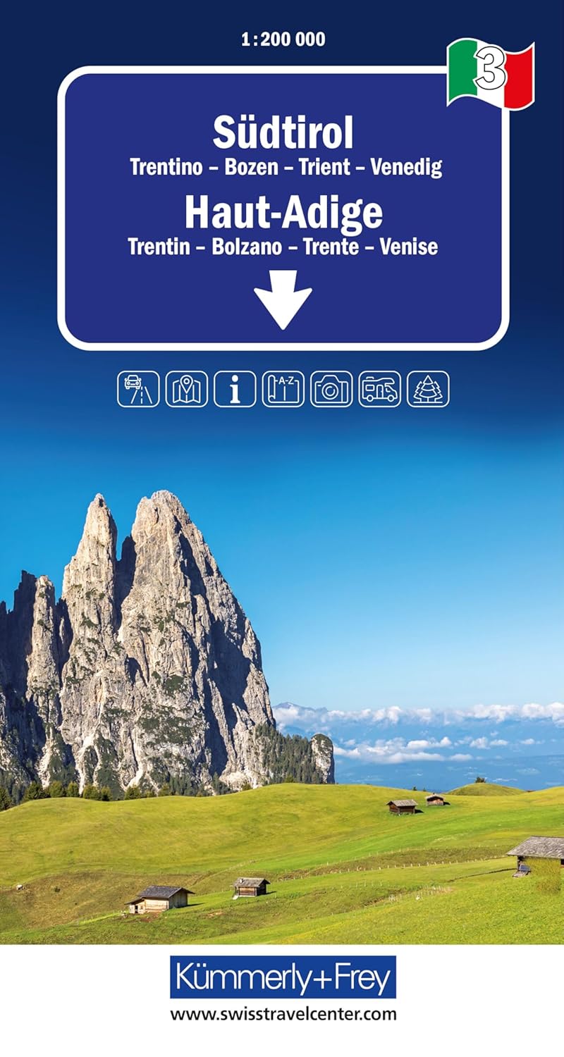 Carte routière - Trentin-Haut-Adige (Tyrol du Sud) | Kümmerly & Frey carte routière Hallwag Kümmerly-Frey