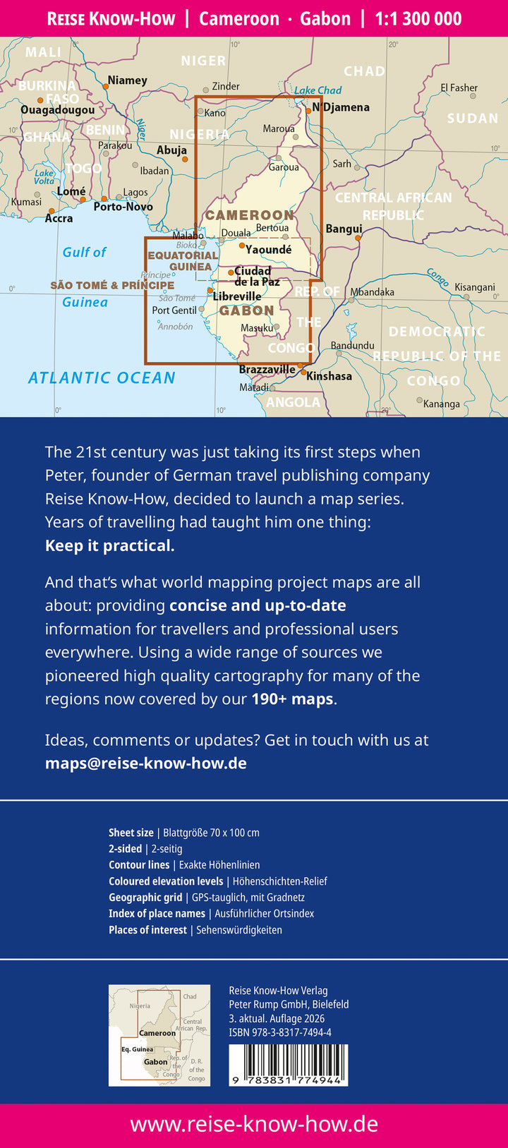 Carte routière - Cameroun, Gabon | Reise Know How