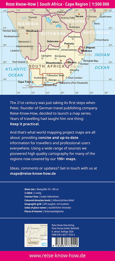 Carte routière - Afrique du Sud : Région du Cap | Reise Know-How carte routière Reise Know-How