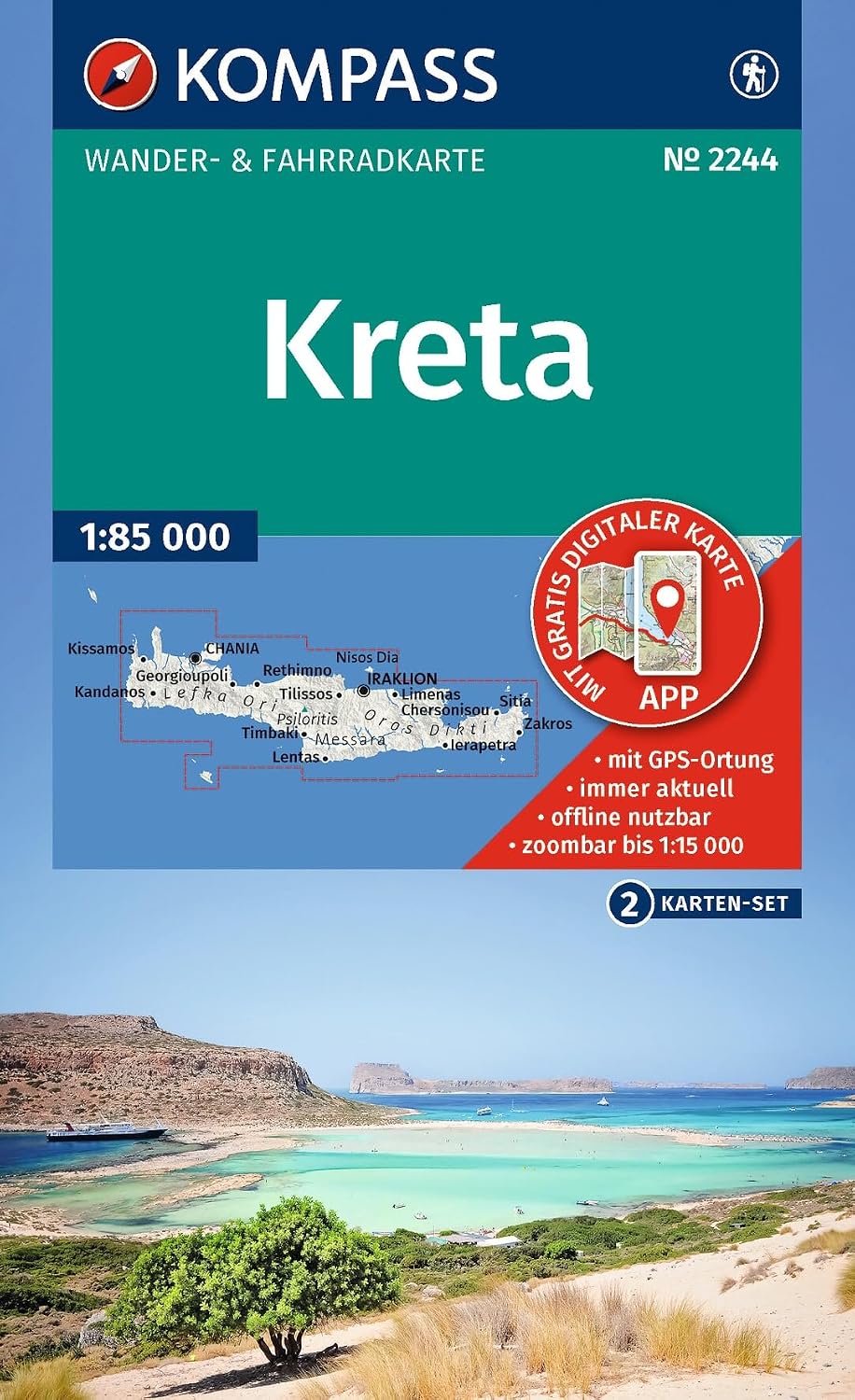 Carte de randonnée - Crète (3 cartes) | Kompass 2244
