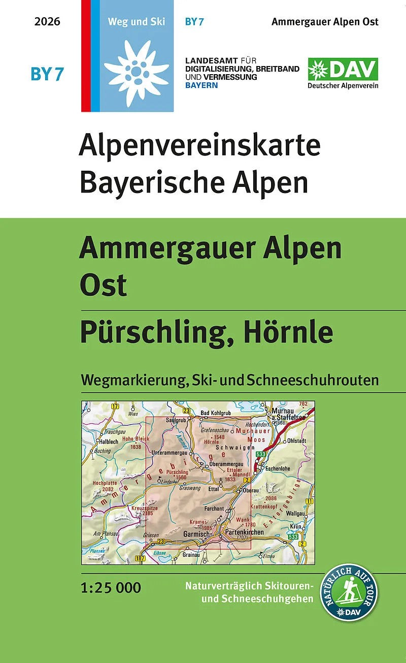 Carte de randonnée & ski n° BY07- Ammergebirge Est, Pürschling, Hörnle (Alpes bavaroises) | Alpenverein carte de randonnée Alpenverein