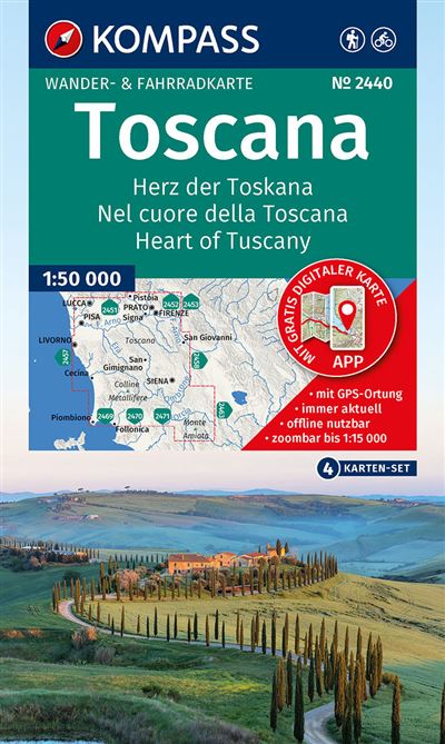 Cartes de randonnée n° 2440 - Toscane | Kompass - 1:50 000 carte de randonnée Kompass