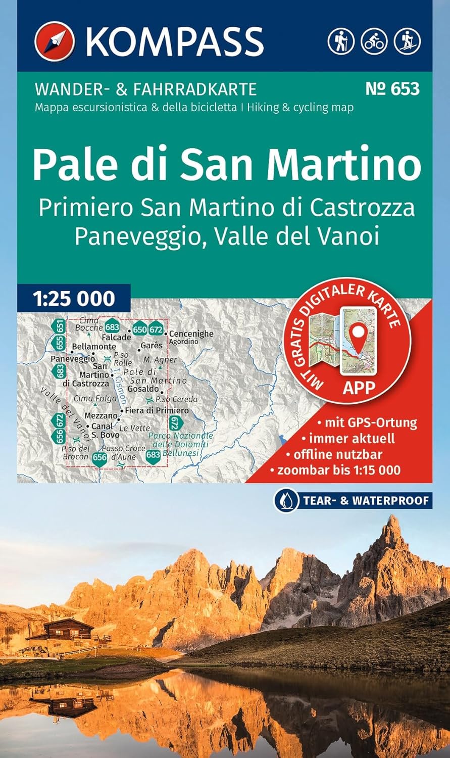 Hiking Map - Pale di San Martino, Primiero, San Martino di Castrozza, Paneveggio & Valle del Vanoi | Kompass – 1:25,000