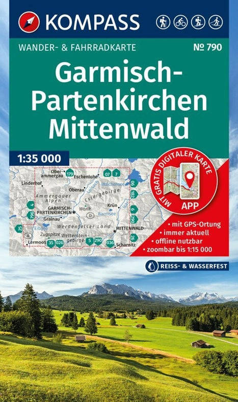 Carte de randonnée - Garmisch-Partenkirchen & Mittenwald | Kompass 790 - 1:35 000