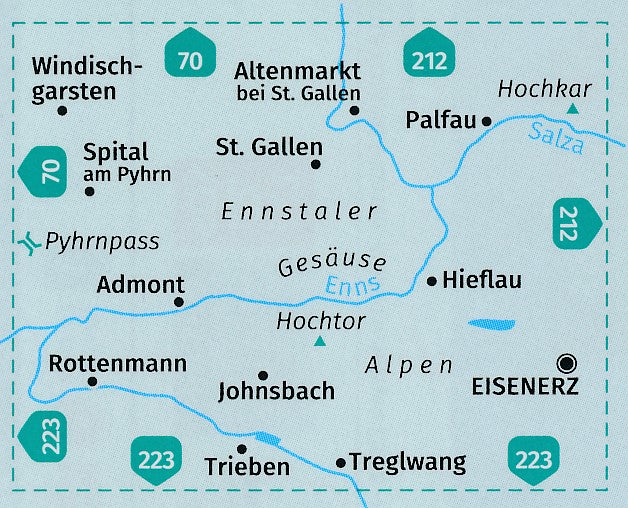 Carte de randonnée - Gesäuse, Alpes de l'Ennstal, col du Pyhrn & Eisenerz | Kompass 69 - 1:35 000 carte de randonnée Kompass