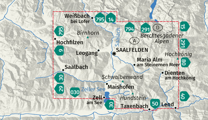 Carte de randonnée - Saalfelden, Leogang, Maria Alm & Dienten am Hochkönig | Kompass - 1:25 000 carte de randonnée Kompass