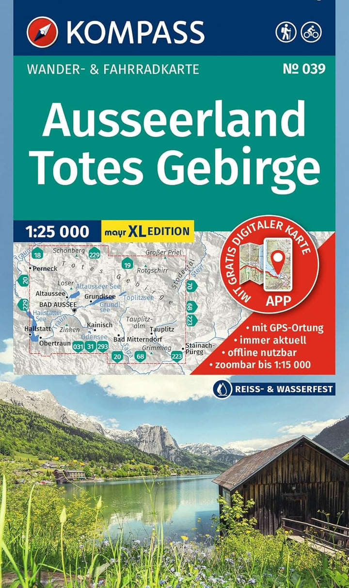 Carte de randonnée - Ausseerland & Totes Gebirge | Kompass 039 - 1:25 000 carte de randonnée Kompass