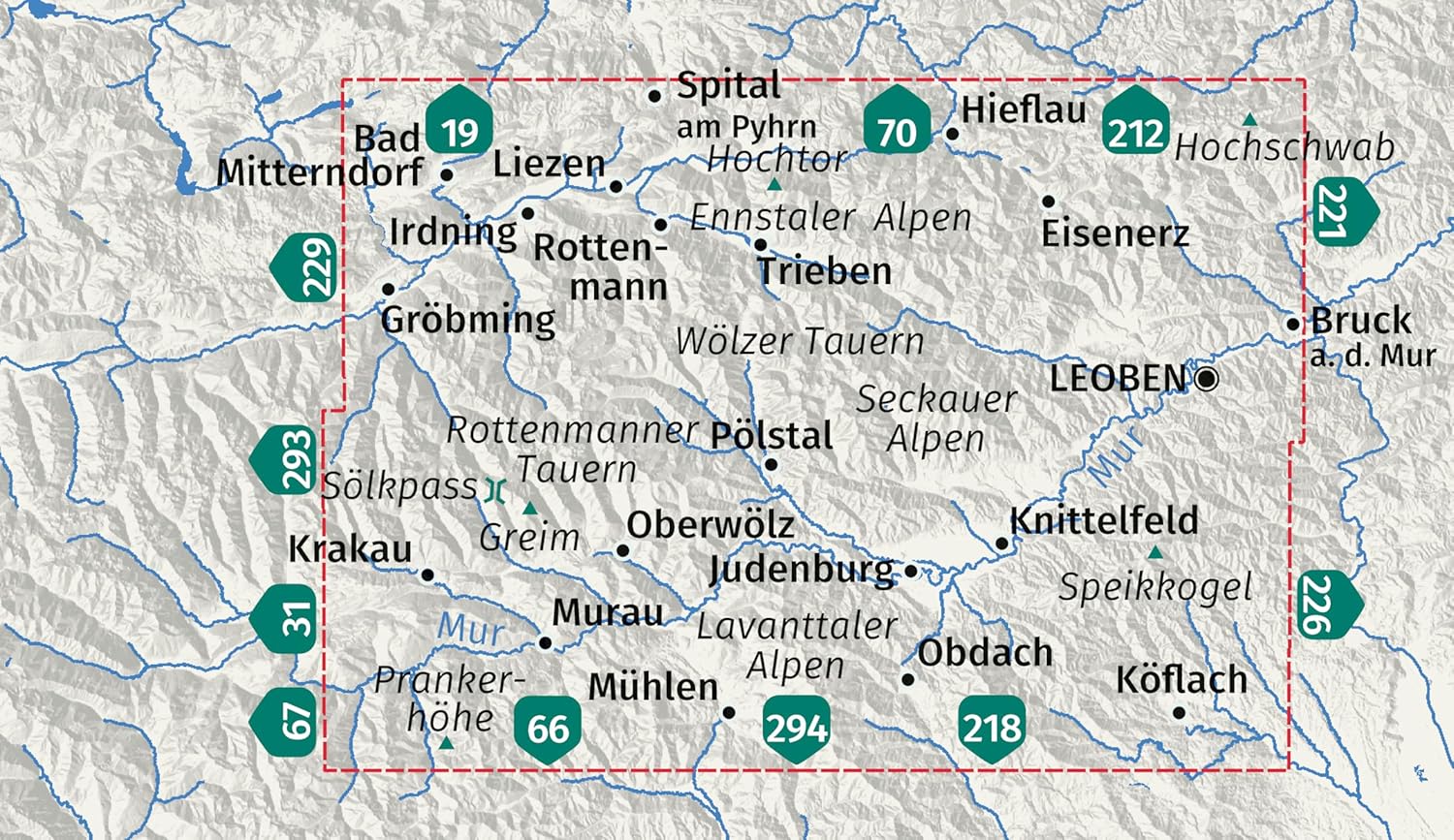 Cartes de randonnée - Vallées de la Sölk, Tauern de Rottenmann & Alpes de Seckau | Kompass 223 - 1:55 000 carte de randonnée Kompass