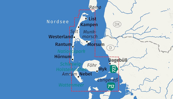 Carte de randonnée - Sylt, Amrum, Föhr & Langeneß | Kompass 784 - 1:35 000 carte de randonnée Kompass