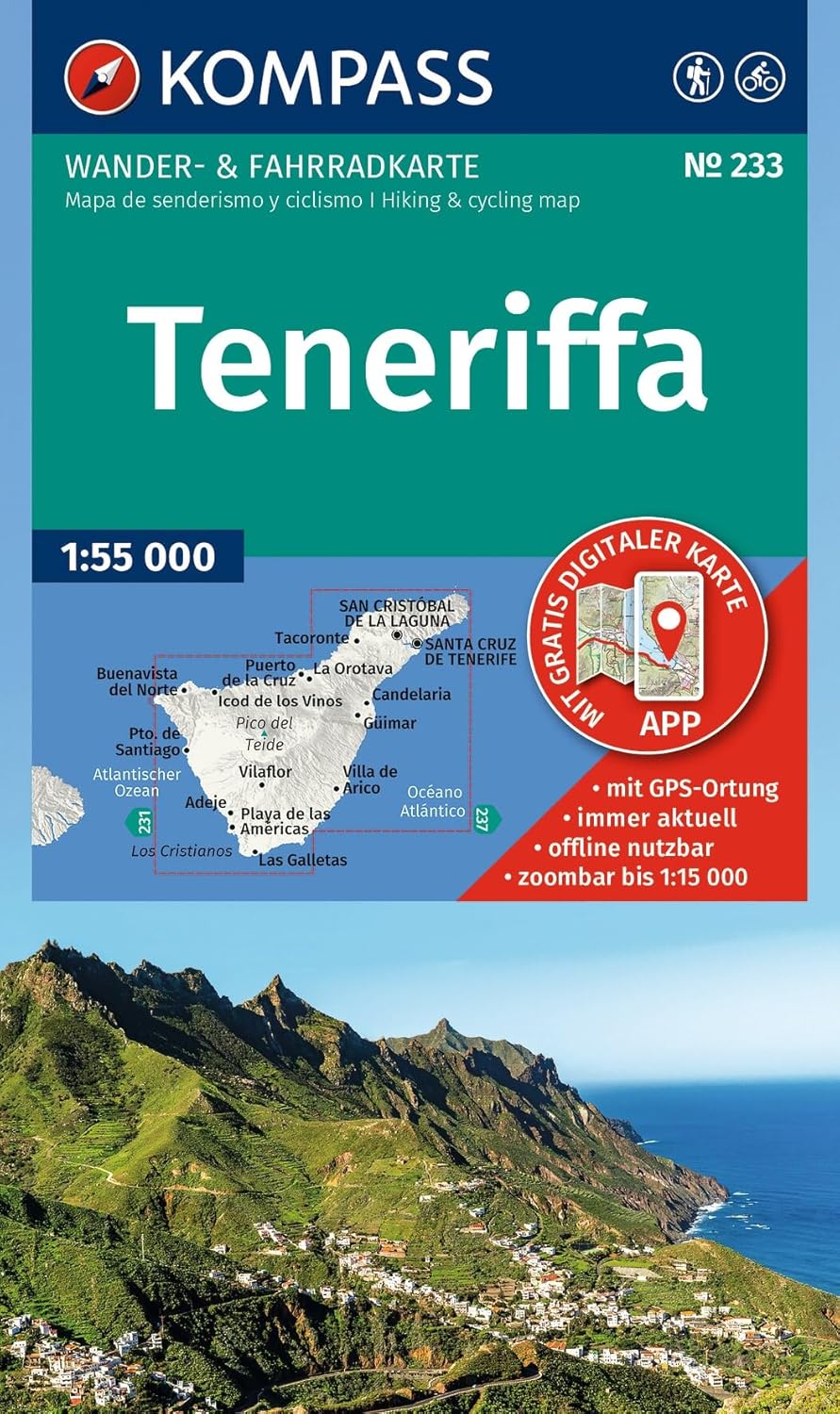 Carte de randonnée - Ténérife | Kompass 233 - 1:50 000 carte de randonnée Kompass