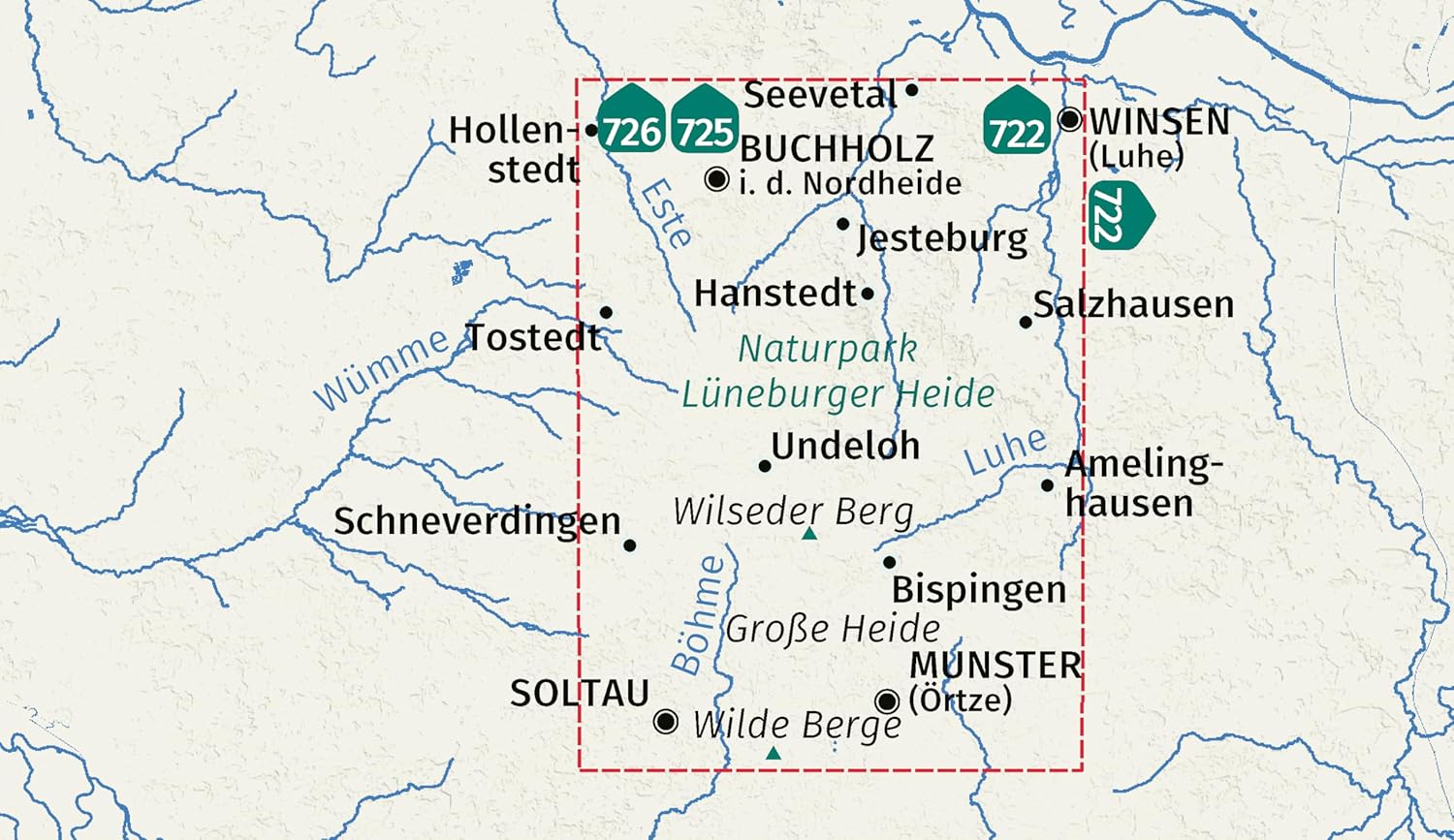 Carte de randonnée - Lande de Lunebourg | Kompass 718 - 1:50 000 carte de randonnée Kompass