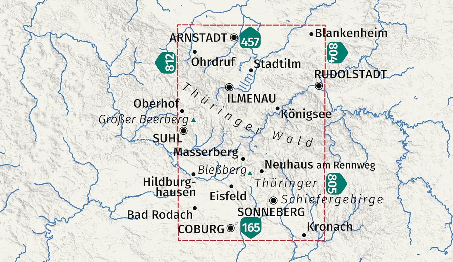 Carte de randonnée n° 813 - Forêt de Thuringe Est (Allemagne) | Kompass carte de randonnée Kompass