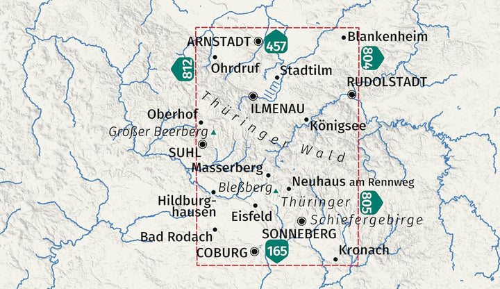 Carte de randonnée n° 813 - Forêt de Thuringe Est (Allemagne) | Kompass carte de randonnée Kompass