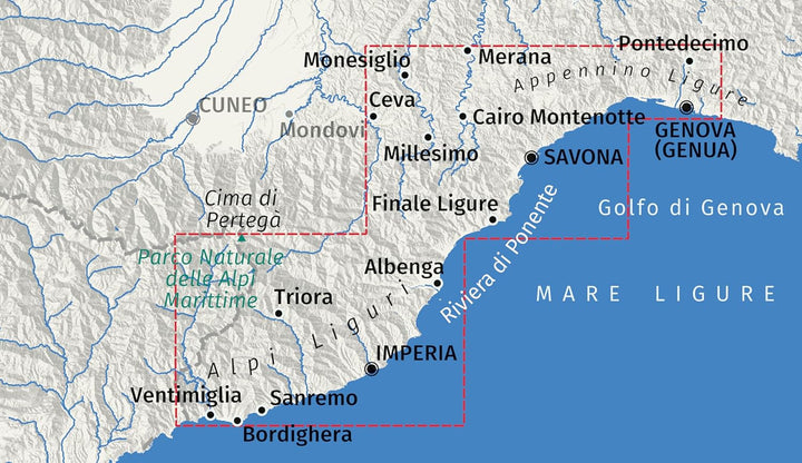 Carte de randonnée - Ligurie occidentale, Riviera di Ponente, de Vintimille à Gênes | Kompass 2444 carte de randonnée Kompass