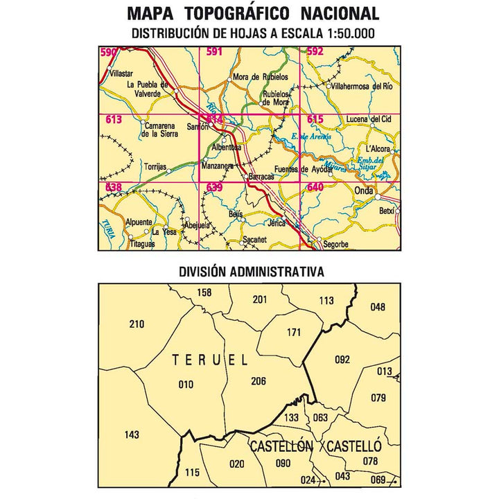 Carte topographique de l'Espagne n° 0614 - Sarrión | CNIG - 1/50 000