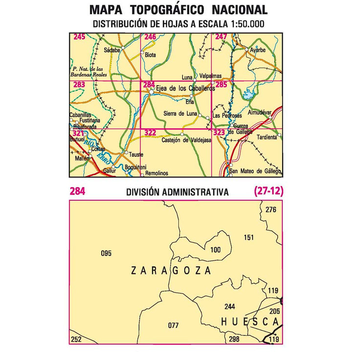 Carte topographique de l'Espagne n° 0284 - Ejea de los Caballeros | CNIG - 1/50 000
