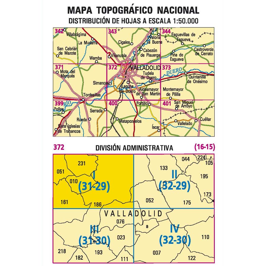 Carte topographique de l'Espagne n° 0372.1 - Valladolid | CNIG - 1/25 000