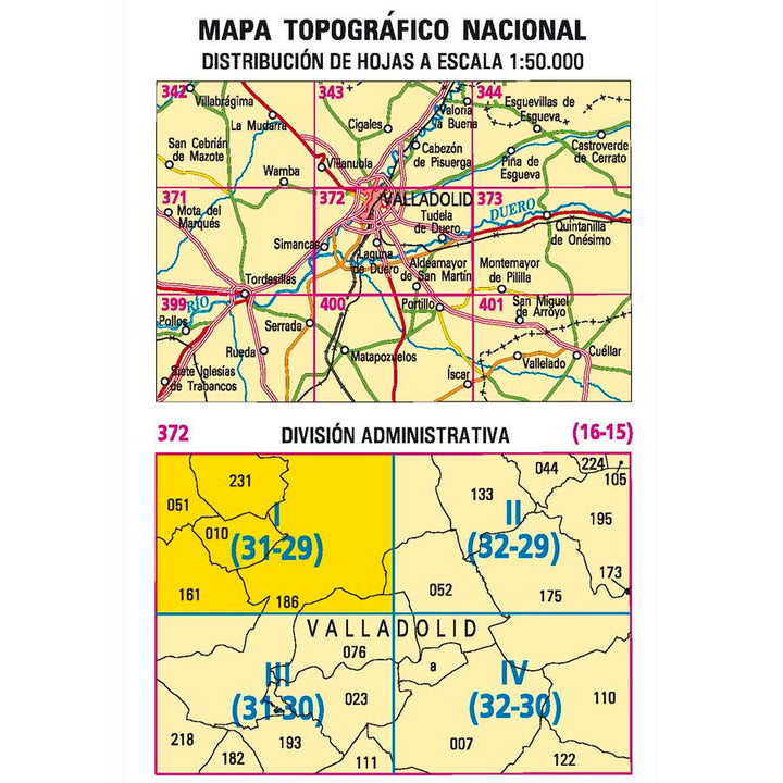 Carte topographique de l'Espagne n° 0372.1 - Valladolid | CNIG - 1/25 000