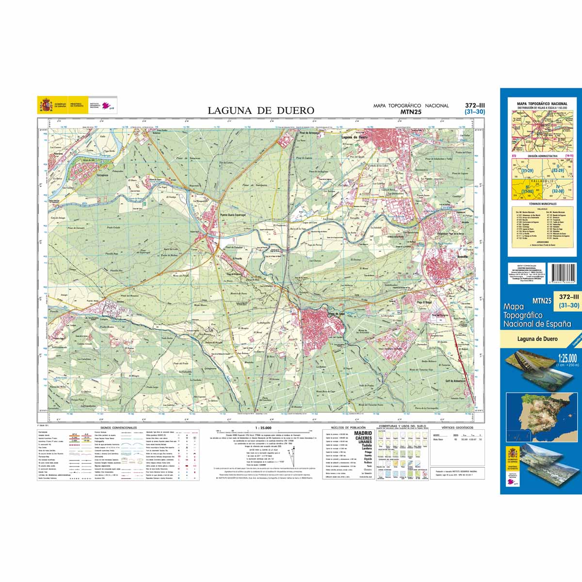 Carte topographique de l'Espagne n° 0372.3 - Laguna de Duero | CNIG - 1/25 000