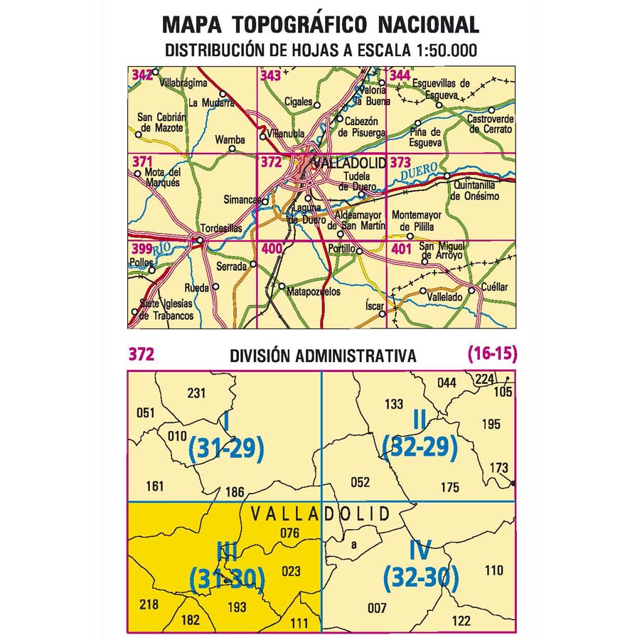Carte topographique de l'Espagne n° 0372.3 - Laguna de Duero | CNIG - 1/25 000