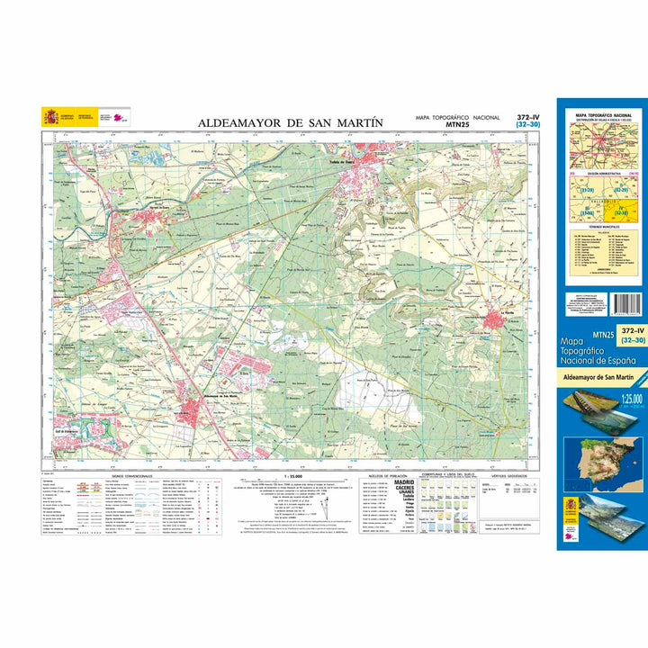 Carte topographique de l'Espagne n° 0372.4 - Aldeamayor de San Martin | CNIG - 1/25 000