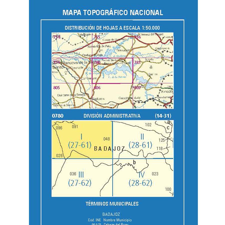 Carte topographique de l'Espagne n° 0780.1 - Terrines | CNIG - 1/25 000 carte de randonnée CNIG