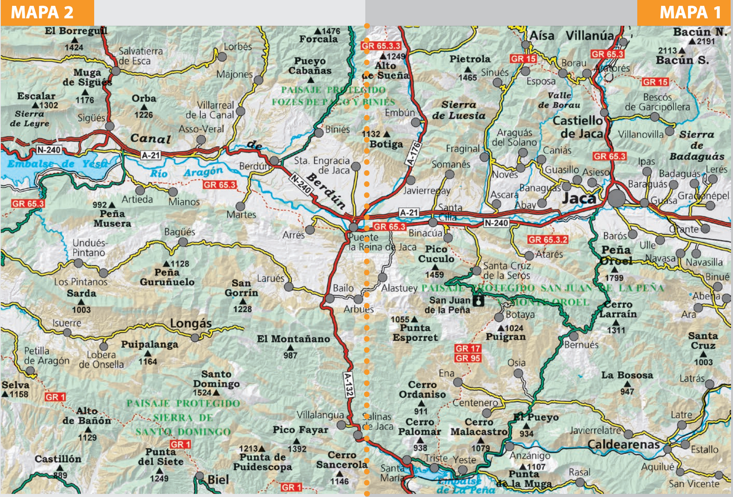 Carte de randonnée - Peña Oroel, San Juan de la Peña, Jaca & Canal de Berdún | Alpina