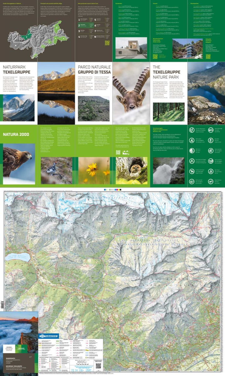 Carte de randonnée - Parc naturel du Gruppo di Tessa (Naturpark Texelgruppe) | Tabacco – 1:25 000 carte de randonnée Tabacco
