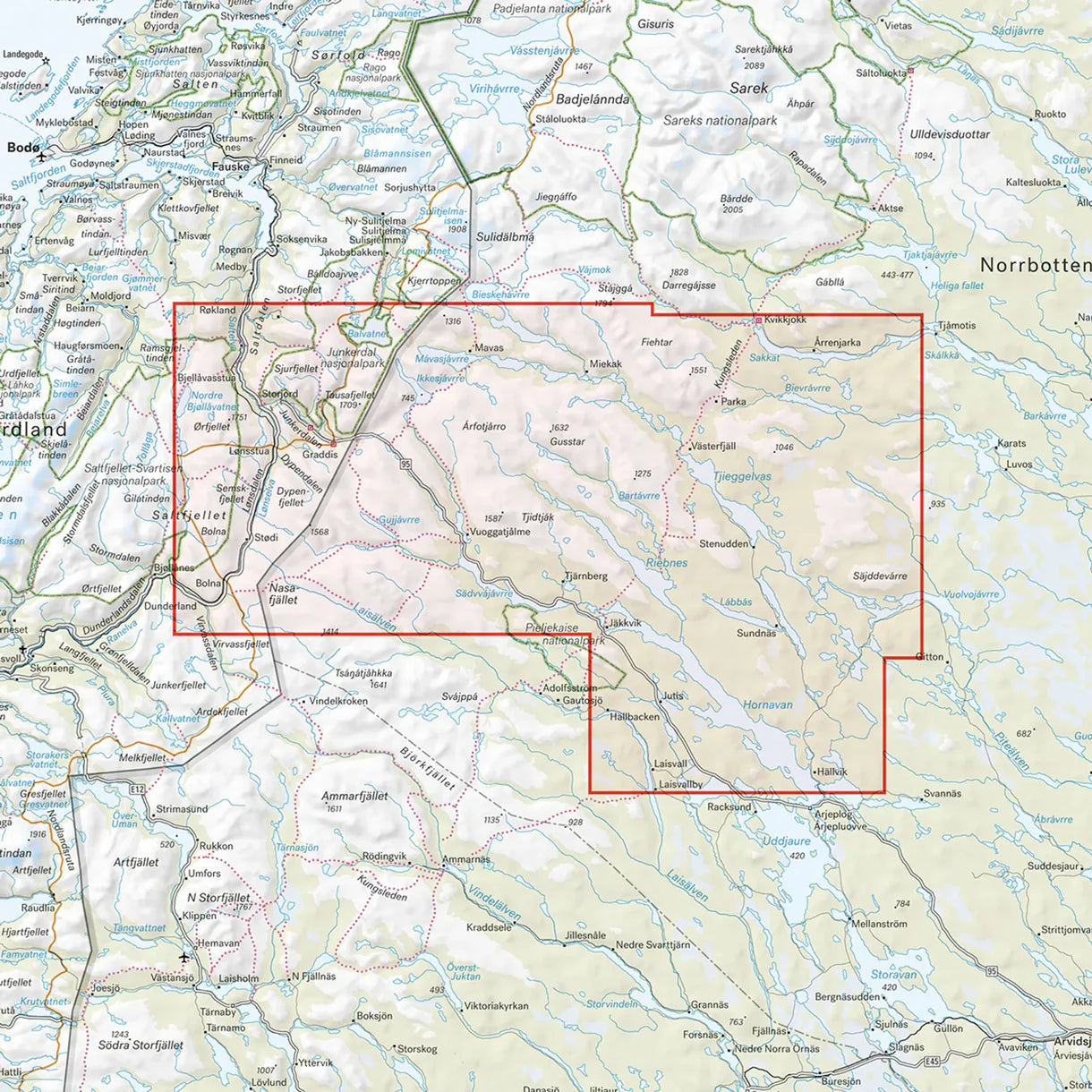 Carte de montagne - Arjeplogsfjällen (Suède) | Calazo - 1/100 000 carte de randonnée Calazo