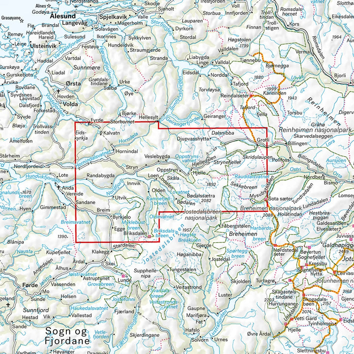 Carte de randonnée - Stryn (Norvège) | Calazo – 1:50 000