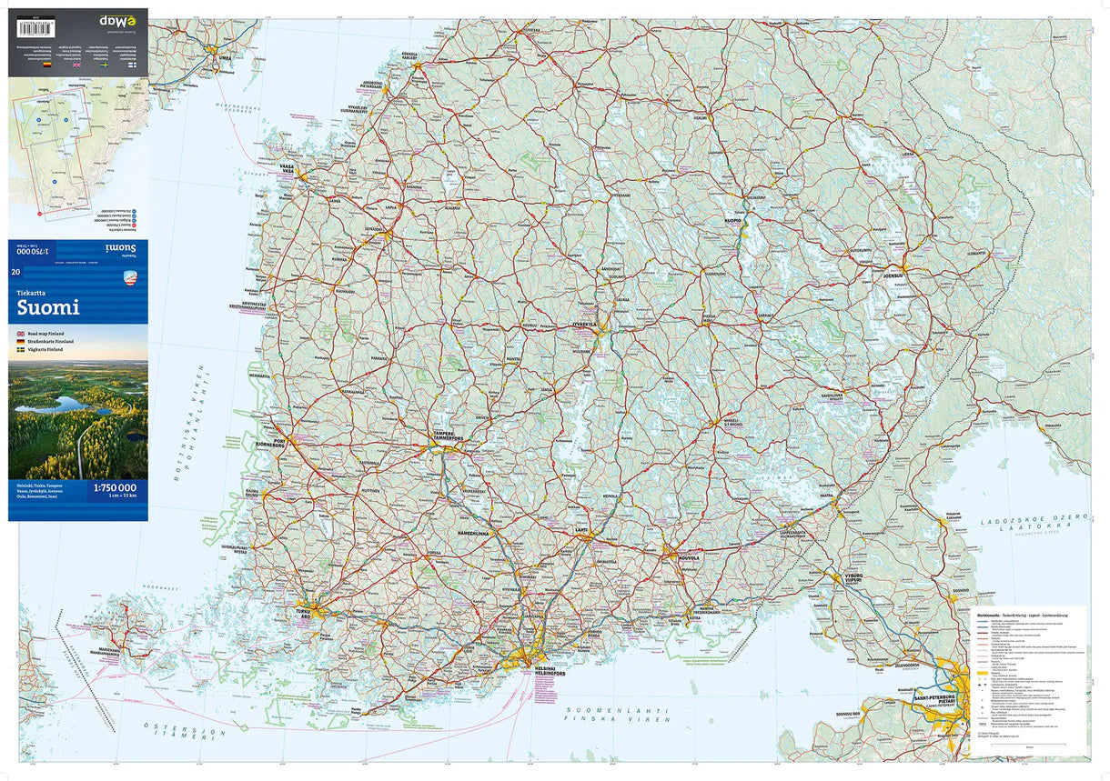 Carte routière et touristique - Finlande | Calazo