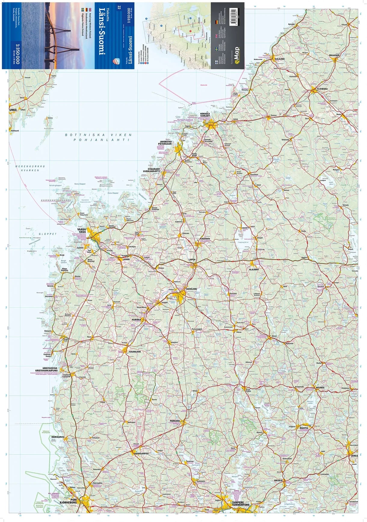 Carte routière et touristique - Finlande occidentale | Calazo - 1:350 000