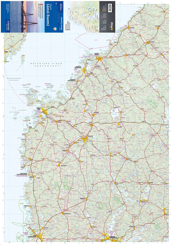 Carte routière et touristique - Finlande occidentale | Calazo - 1:350 000