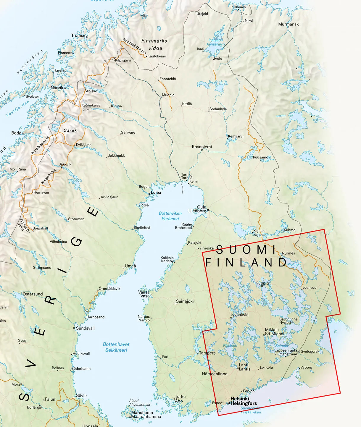 Carte routière et touristique - Finlande orientale | Calazo - 1:350 000