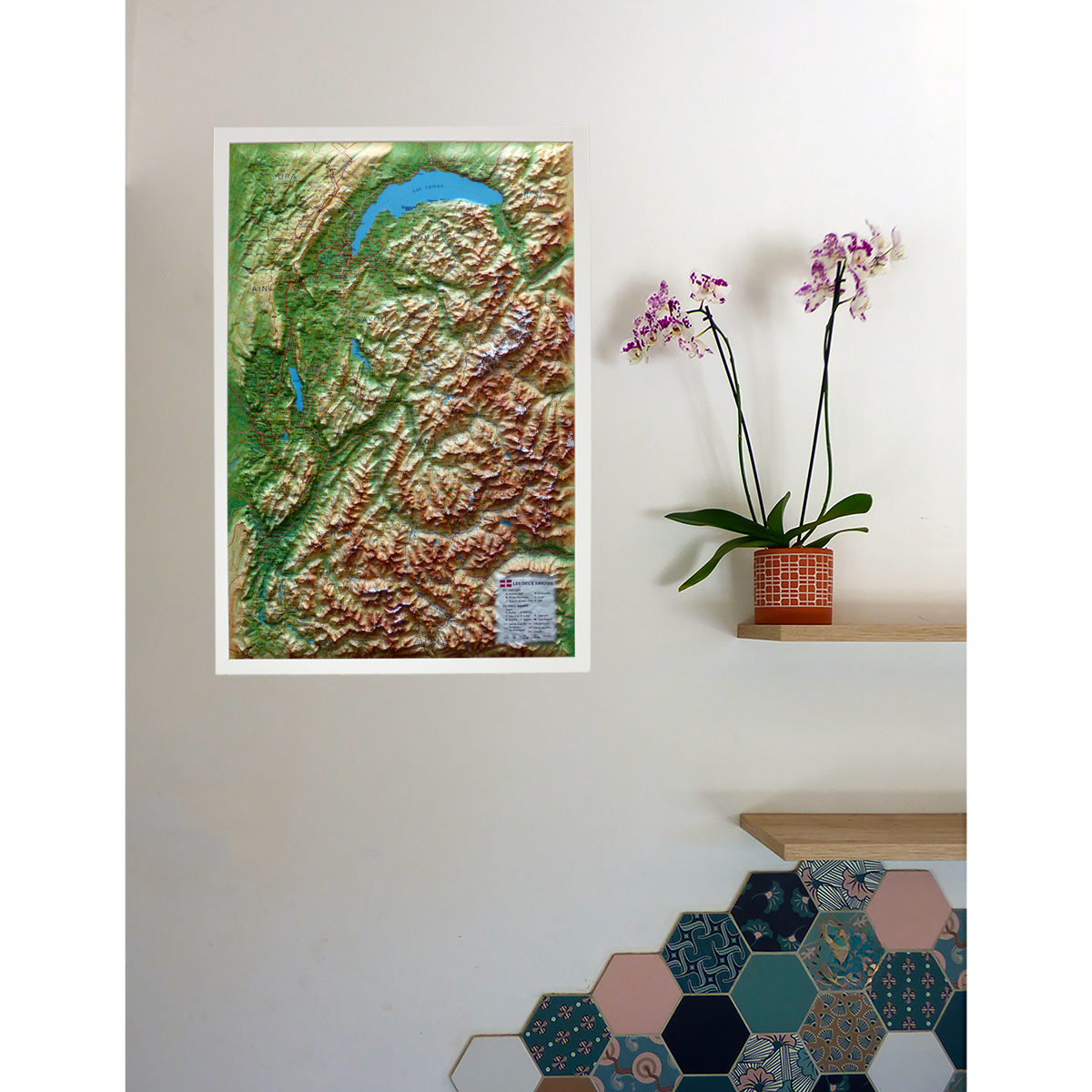 Carte murale en relief - Les deux Savoies - 41 cm x 61 cm | 3D Map carte en relief 3D Map