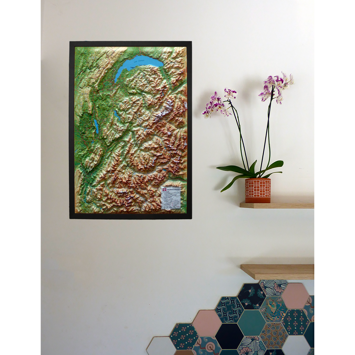 Carte murale en relief - Les deux Savoies - 41 cm x 61 cm | 3D Map carte en relief 3D Map