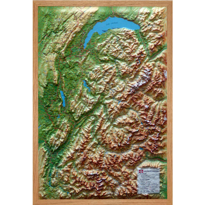 Carte murale en relief - Les deux Savoies - 41 cm x 61 cm | 3D Map carte en relief 3D Map